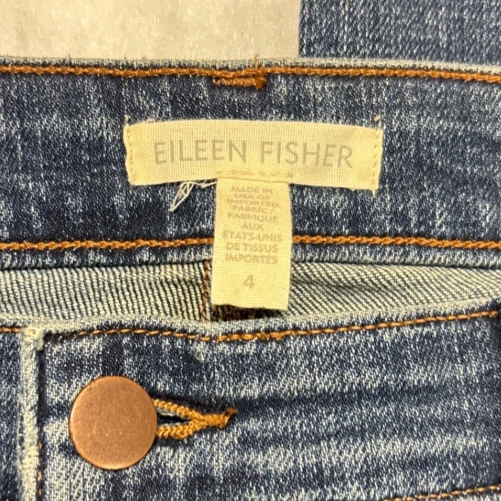 Eileen Fisher Women Size 4 Blue Wash Straight Leg Jeans Organic Cotton Blend - Picture 6 of 10
